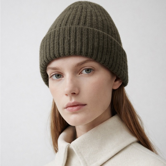Acne Studios Olive Green Wool Blend Beanie main image 5